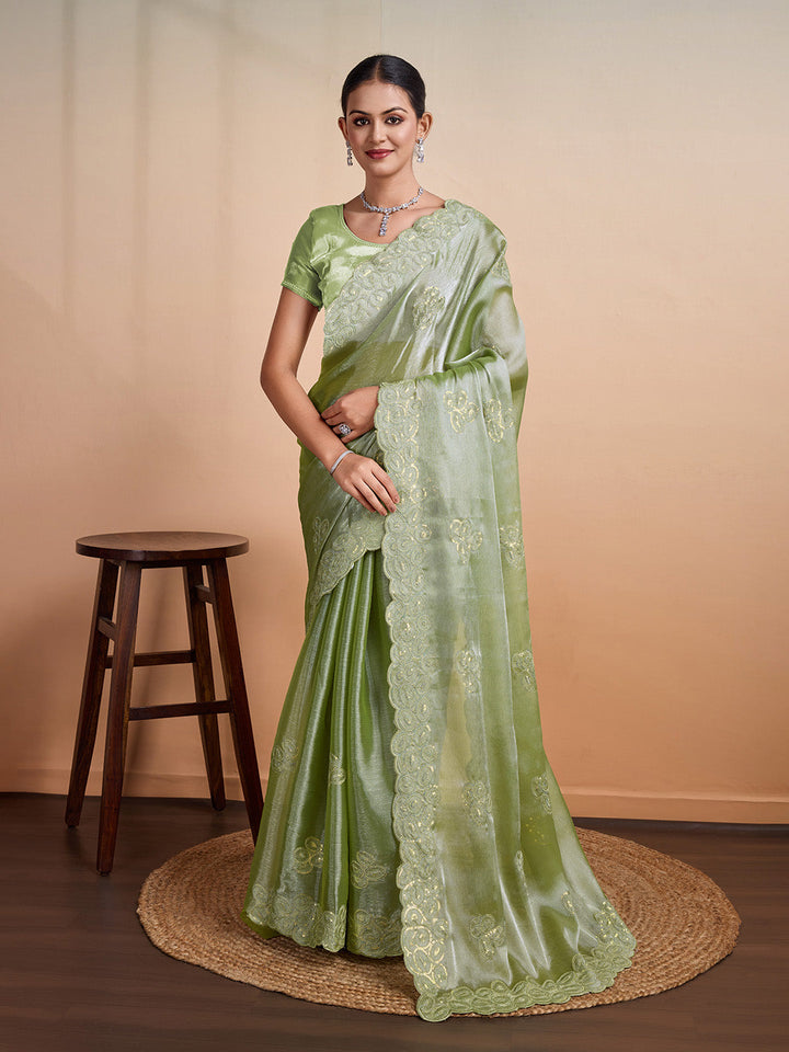 Embroidered Chiffon Saree