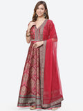 Digital Printed Art Tussar Anarkali Kurti With Chudidar And Net Dupatta