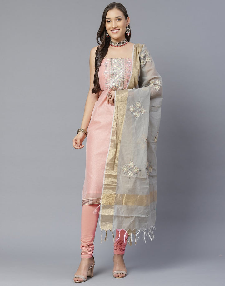 Chanderi Embroidered Suit Piece