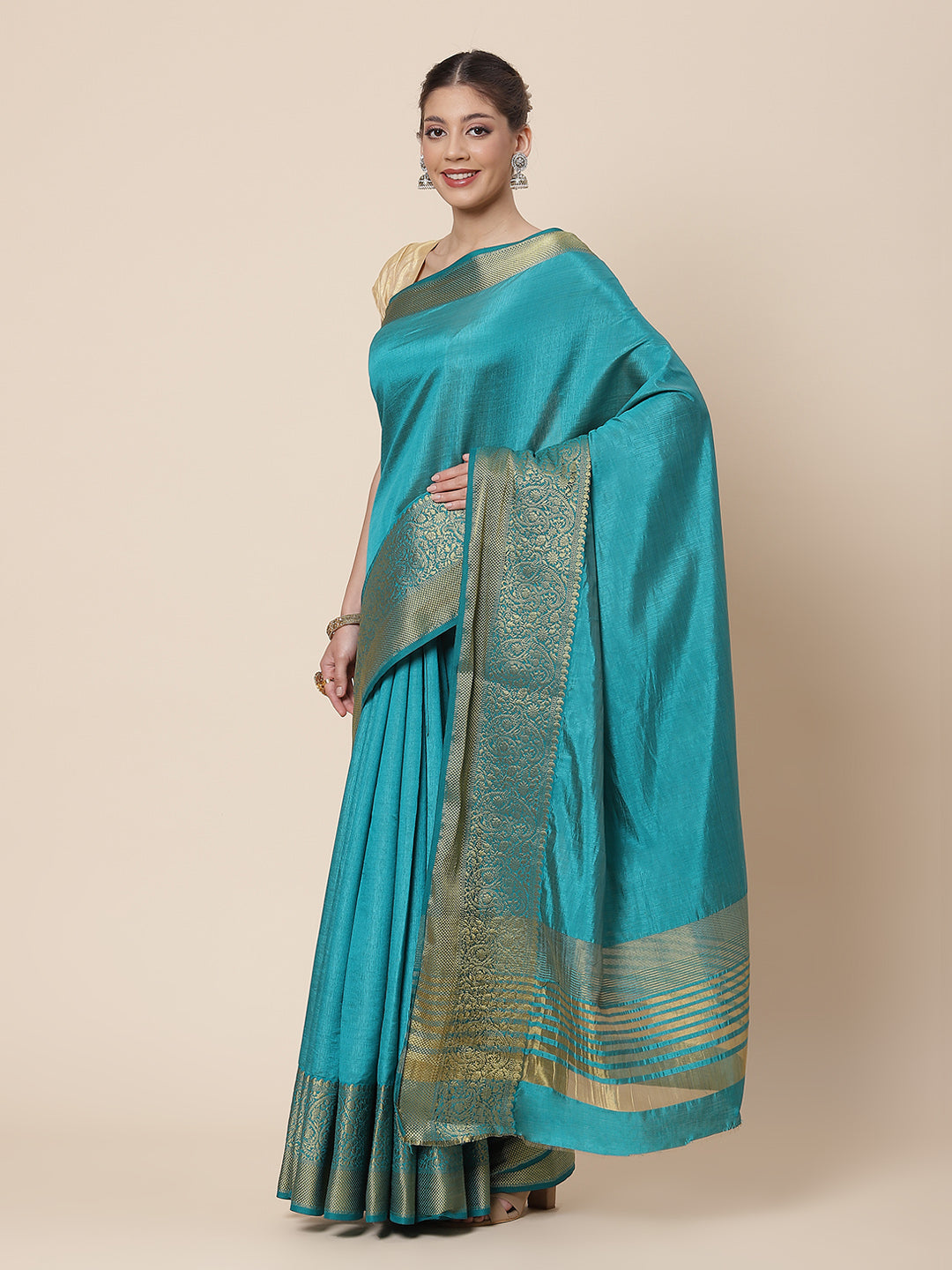Zari Border Woven Art Handloom Saree