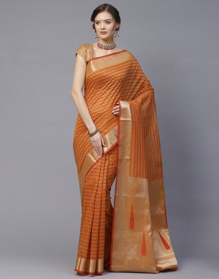 Printed Cotton Chanderi Saree