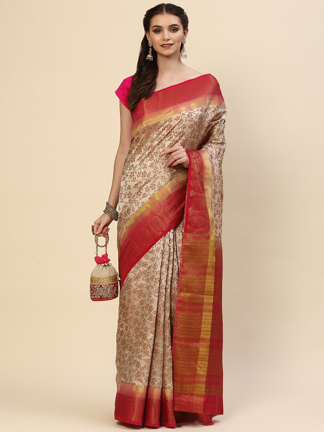 Resham Zari Border Handloom Woven Saree