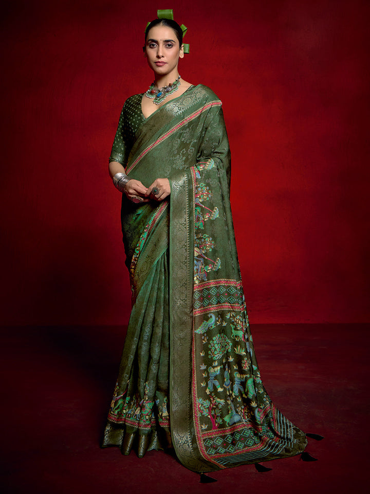 Abstract Printed Art Silk Saree