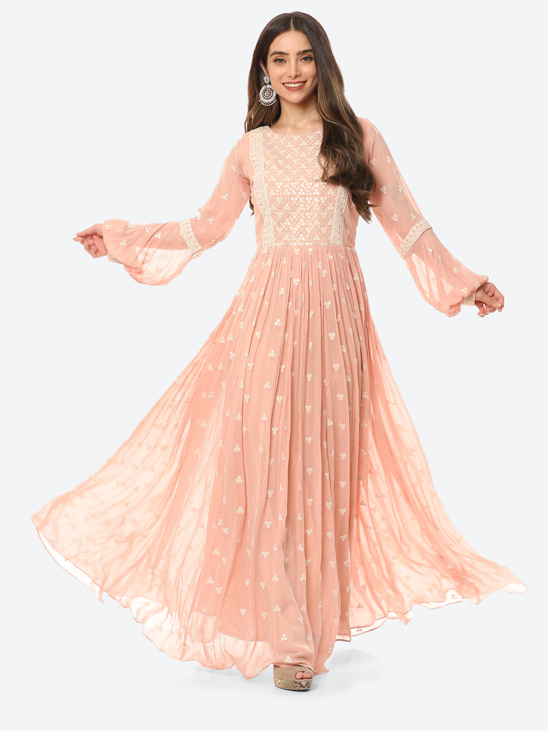 Resham Booti Georgette Gown Dress