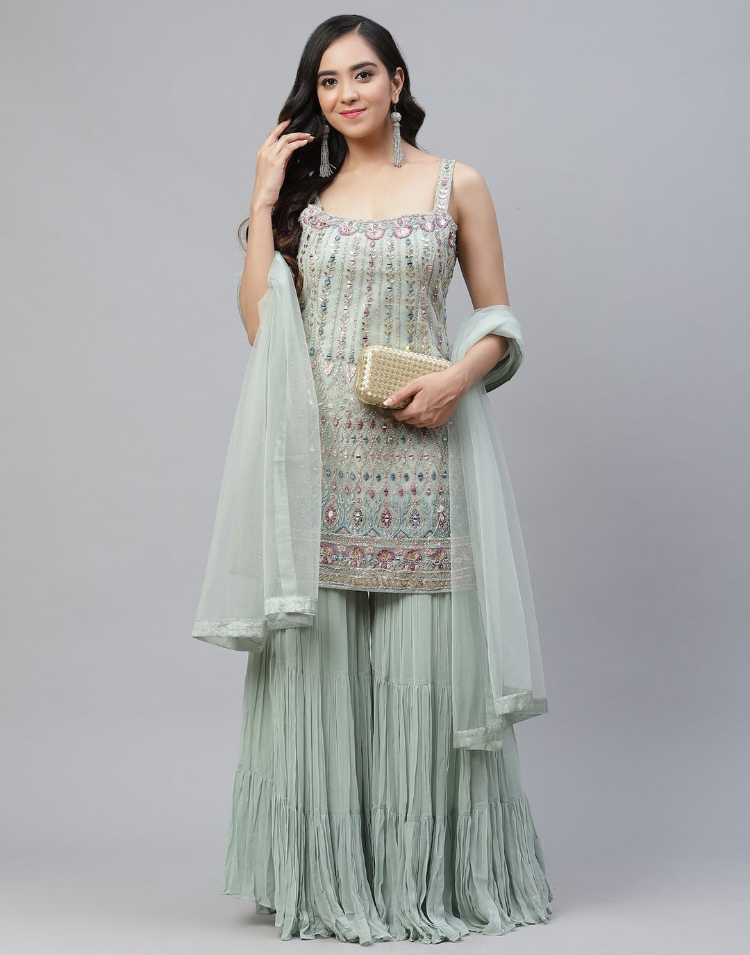 Stitched Net Salwar Kameez
