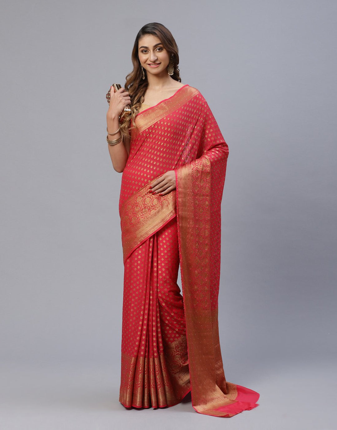 Art Chiffon Saree With Stone Work