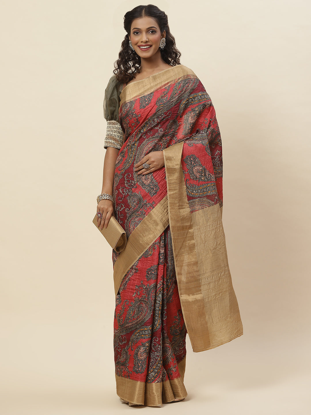 Printed Tussar Saree