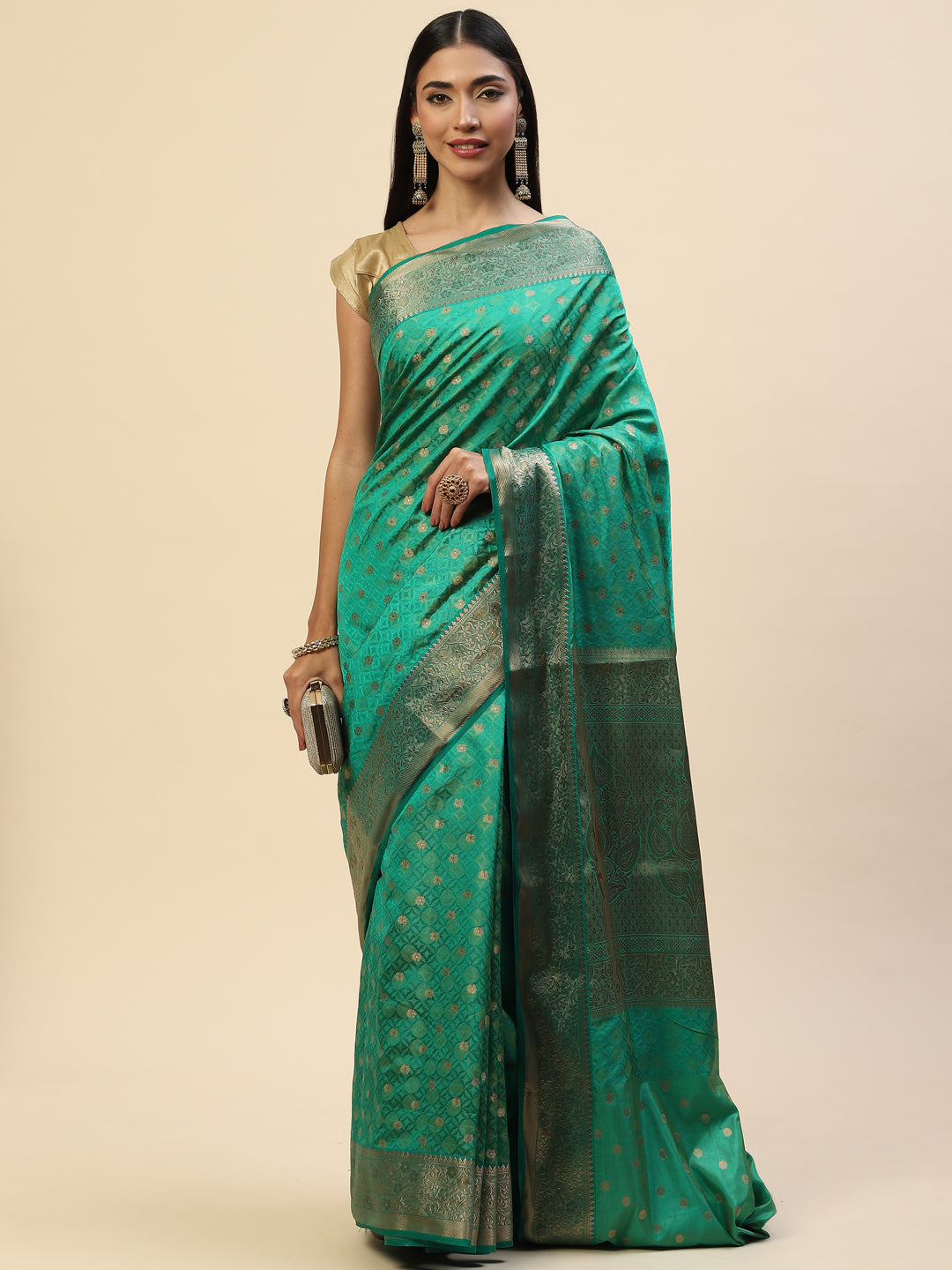 Zari Border Booti Handloom Woven Saree