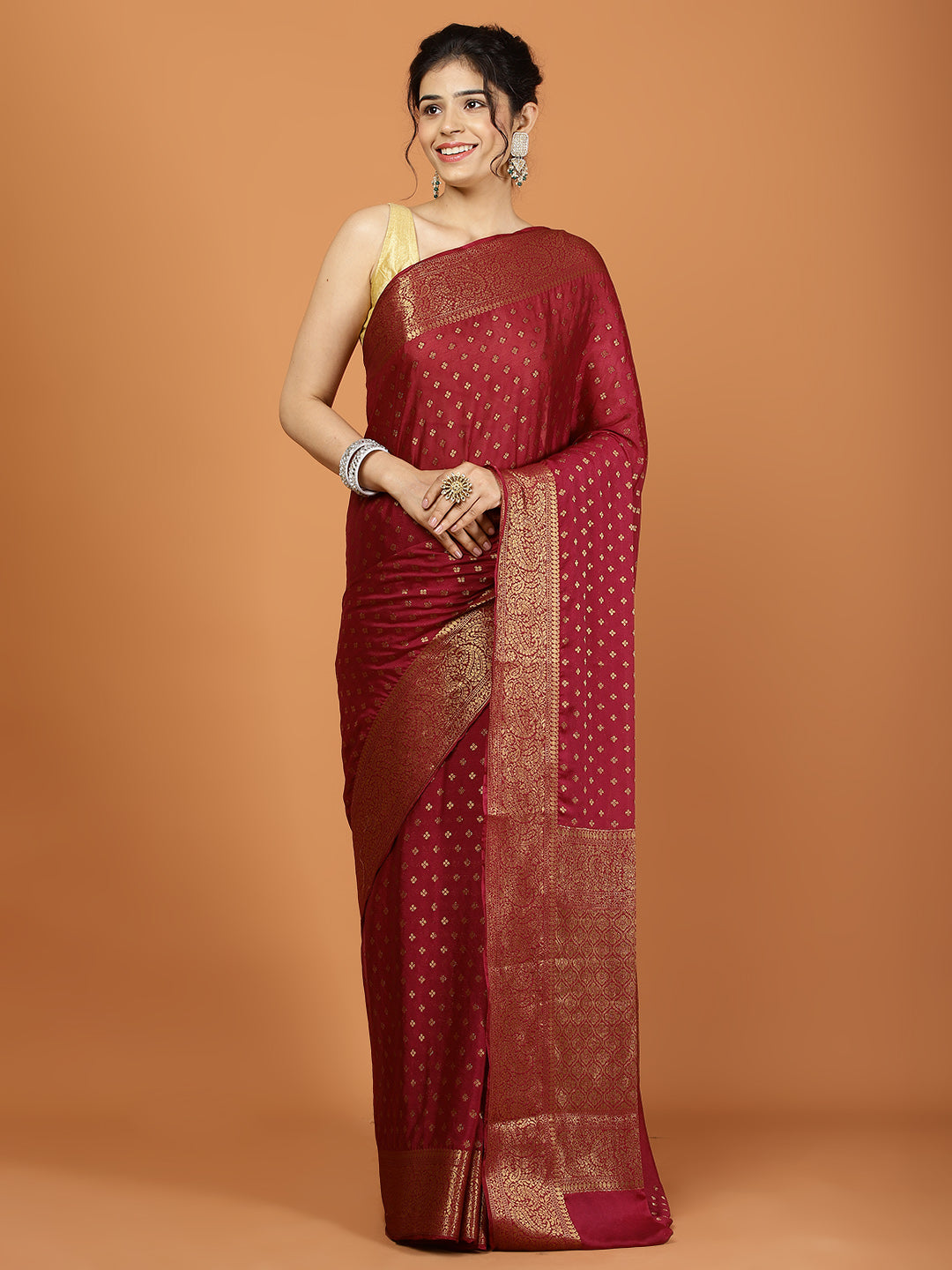 Zari Border Woven Chiffon Saree