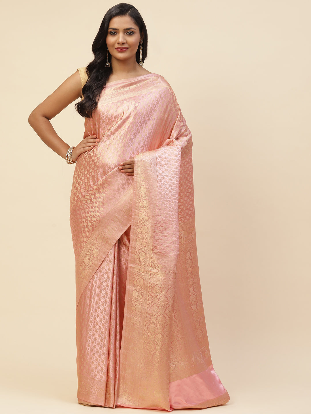 Brocade Zari Jaal Satin Woven Saree