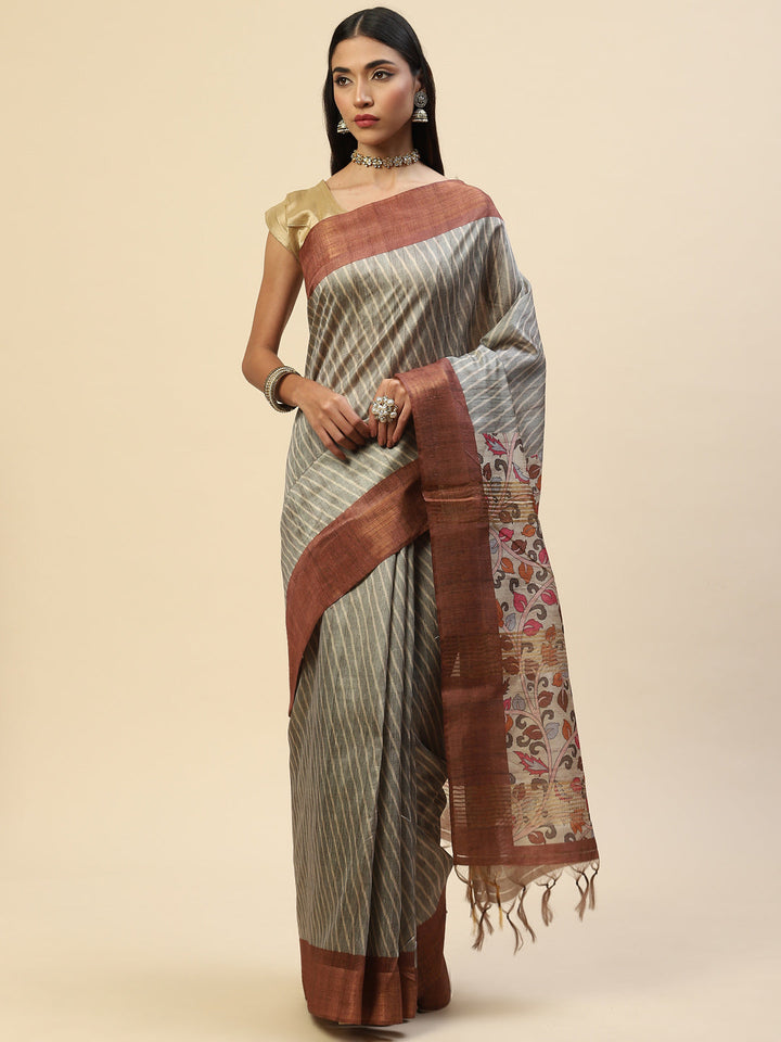 Kalamkari Printed Tussar Saree