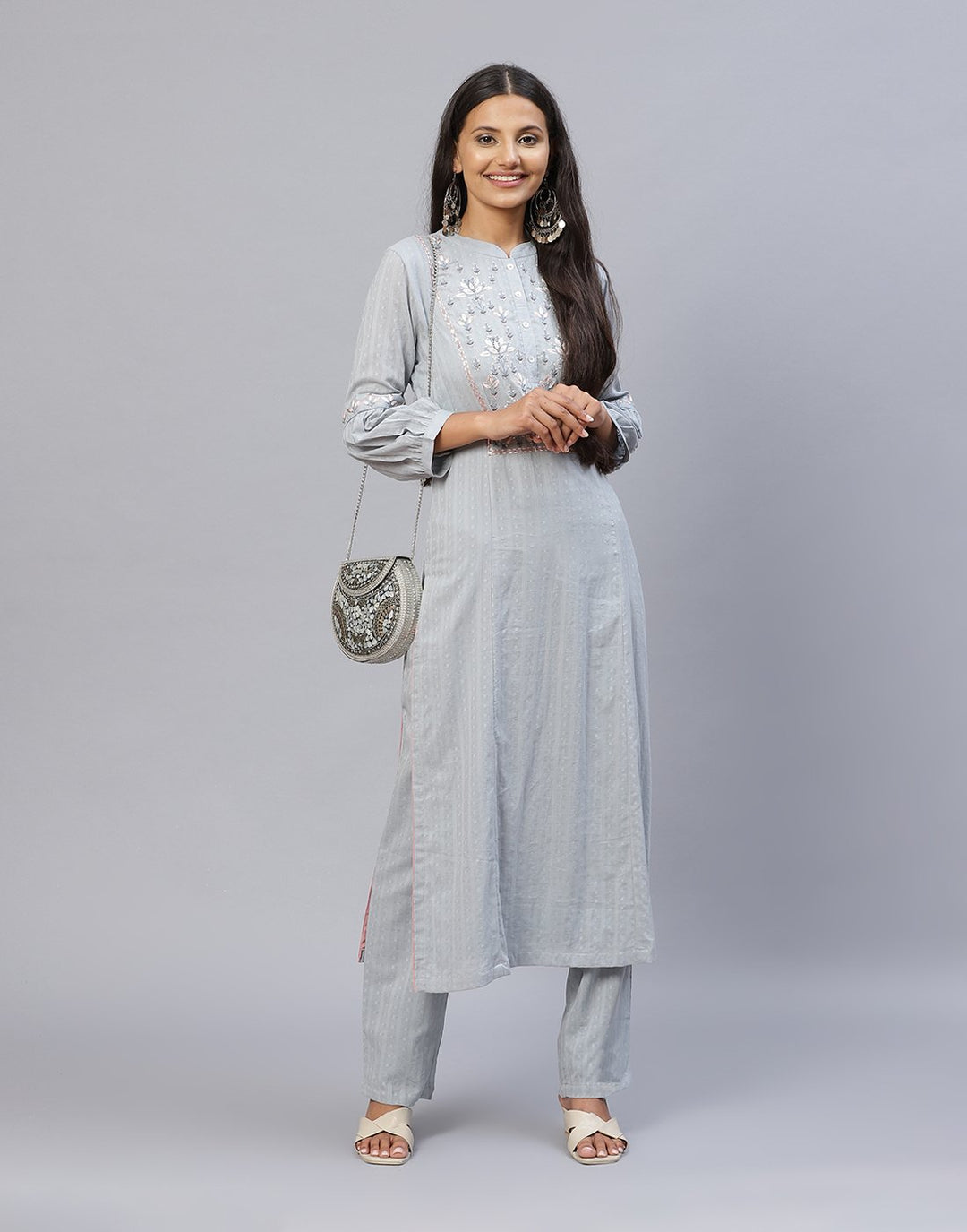 Yoke Embroidered Kurti Pant Set