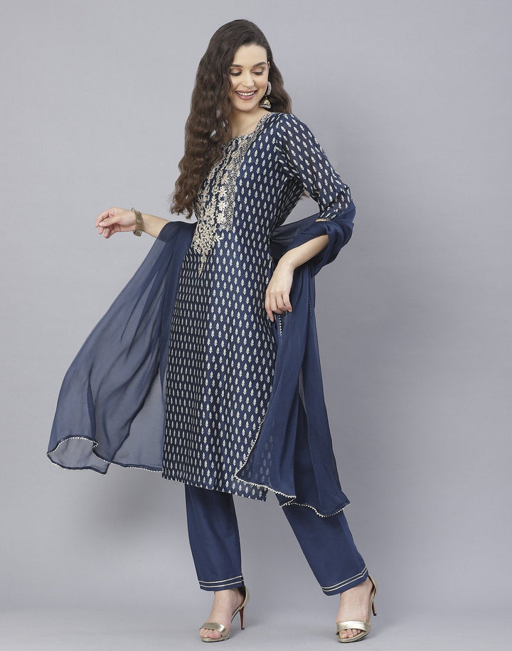 Black Cotton Chanderi Salwar Kameez