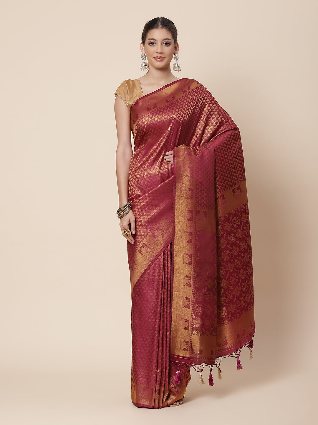 rocade Zari Jaal Art Handloom Woven Saree