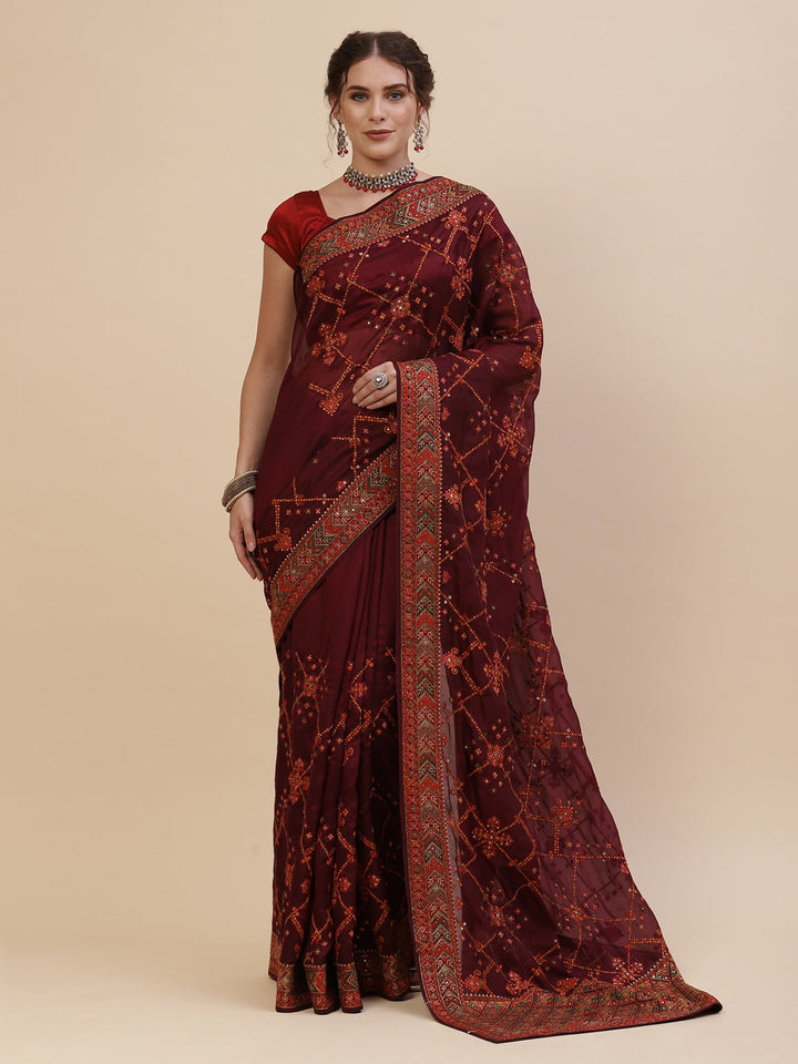 Resham Border Art Georgette Embroidered Saree
