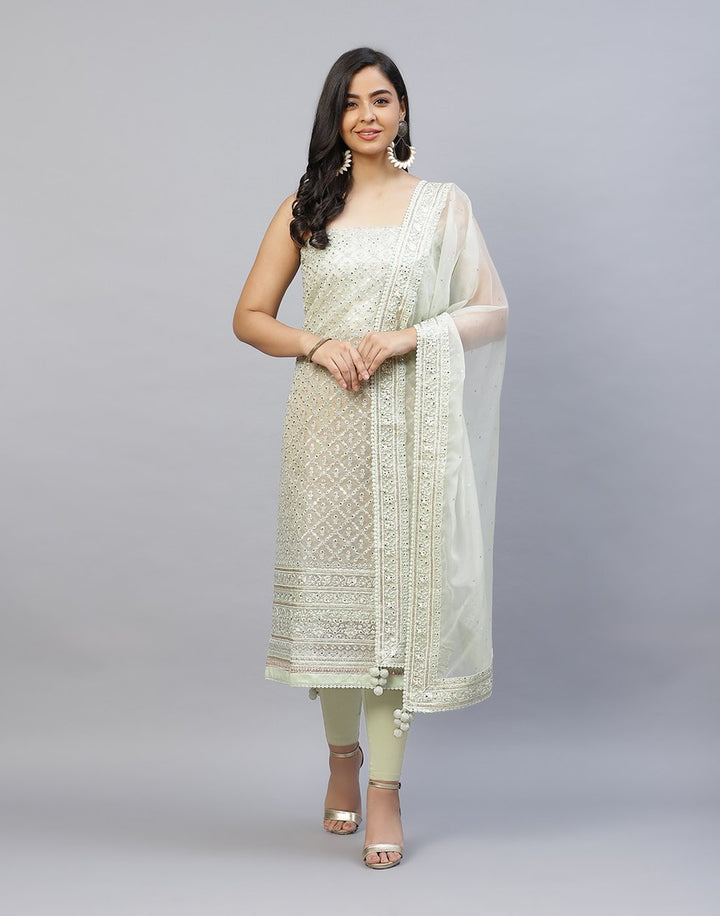 Embroidered Organza Kora Suit Piece