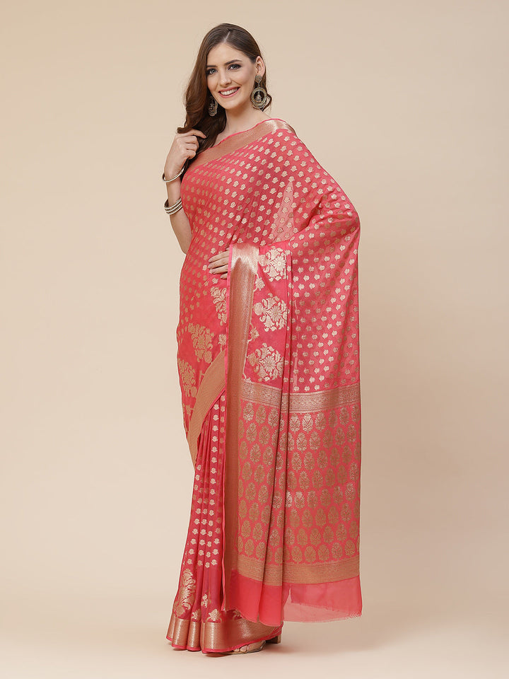 Zari Booti Georgette Plain Saree