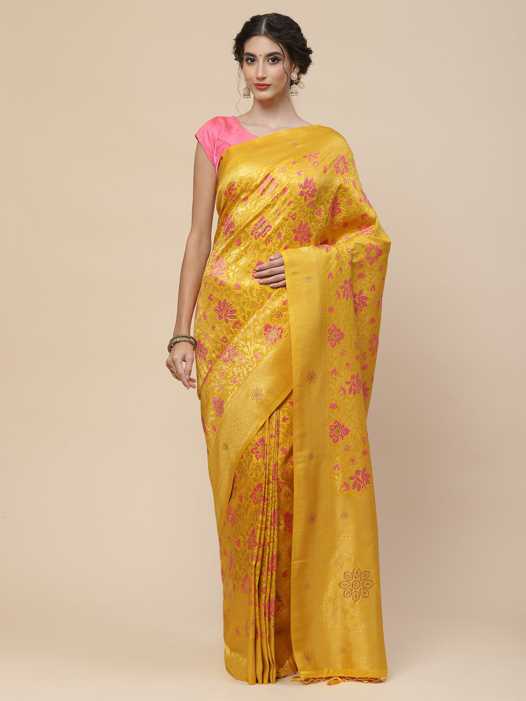Stone Jaal Art Handloom Woven Saree