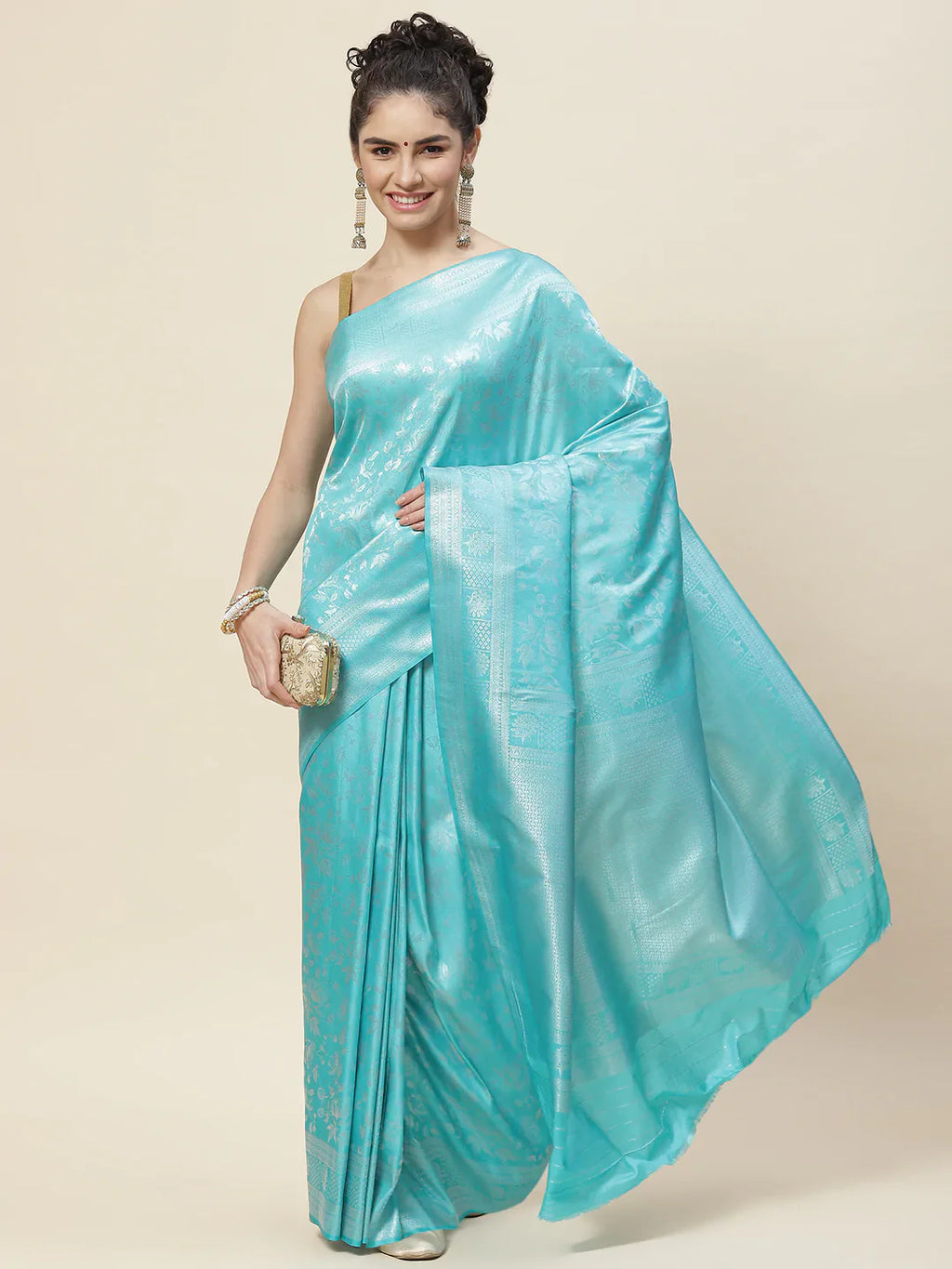 Floral Zari Jaal Handloom Woven Saree