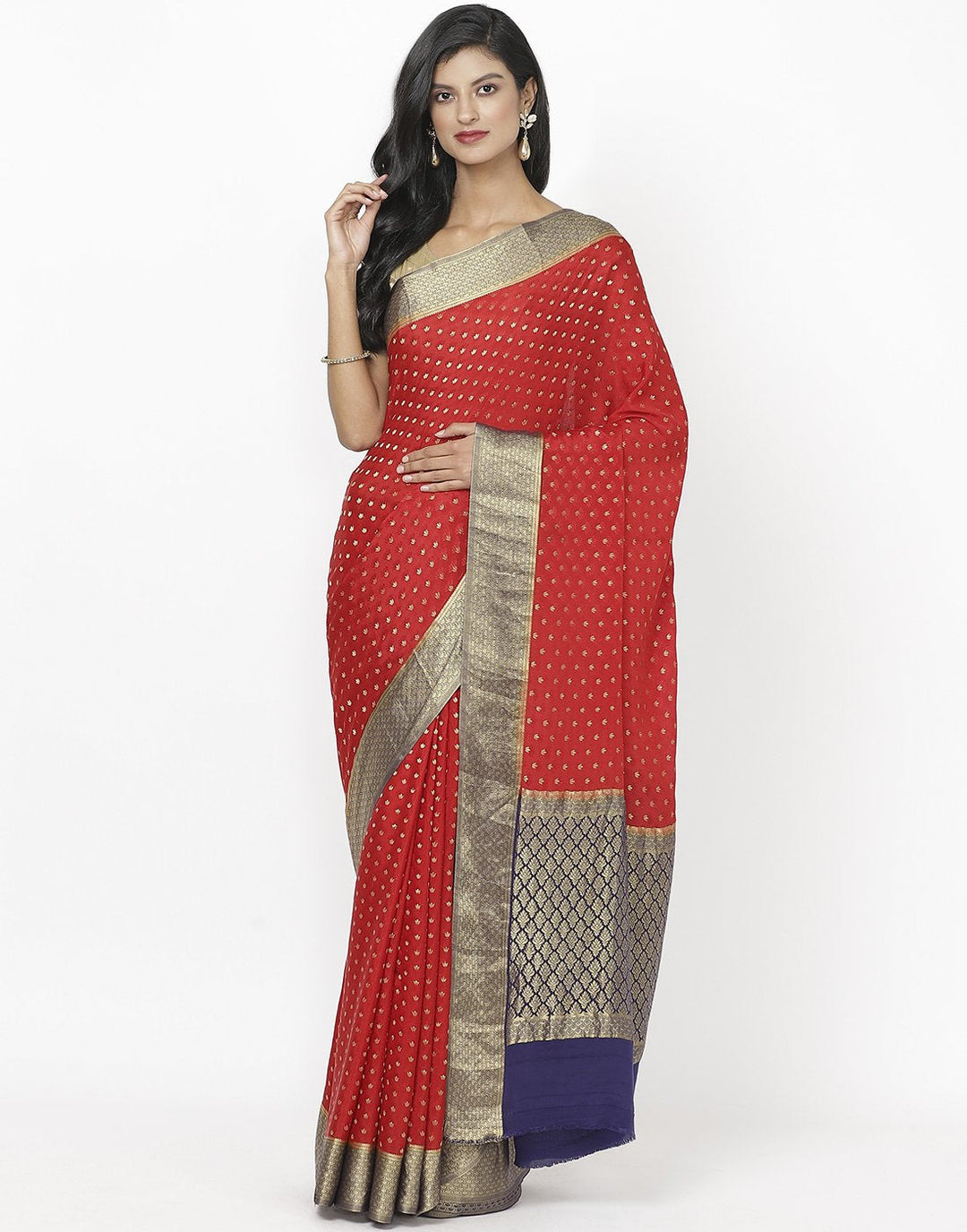 MBZ Meena Bazaar-Beige Crepe Jacquard Saree
