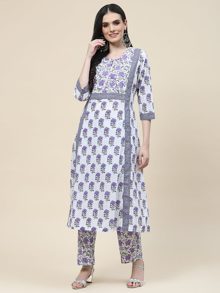 Printed Cotton Kurta With Pants