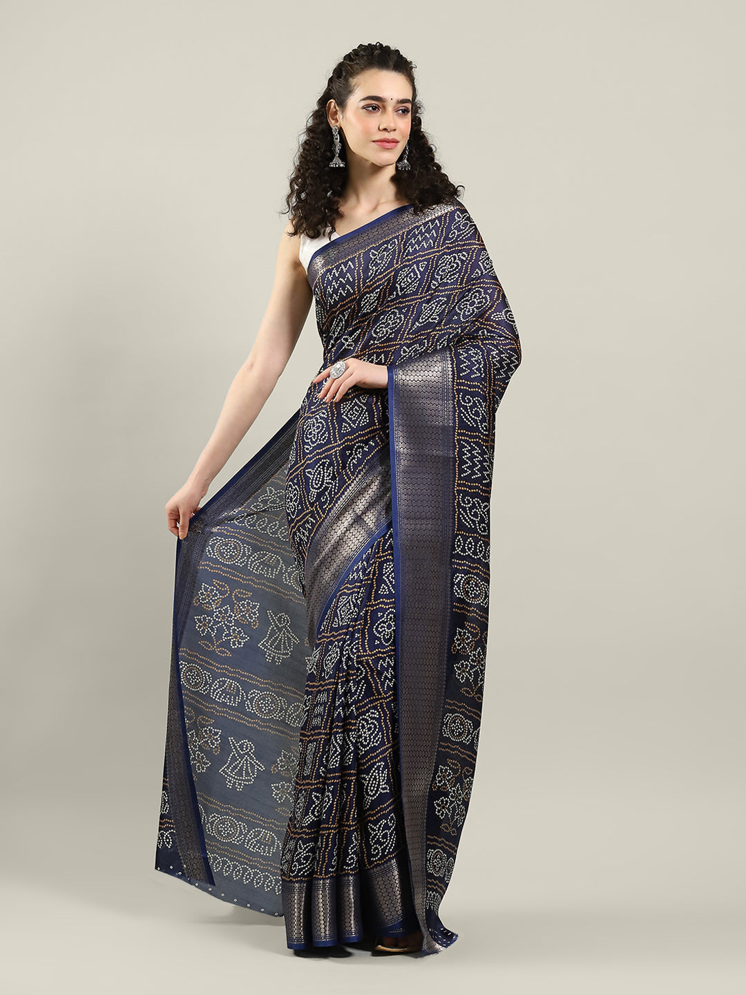 Bandhani Printed Dola Cotton Saree