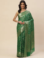 Floral Zari Jaal Chiffon Plain Saree