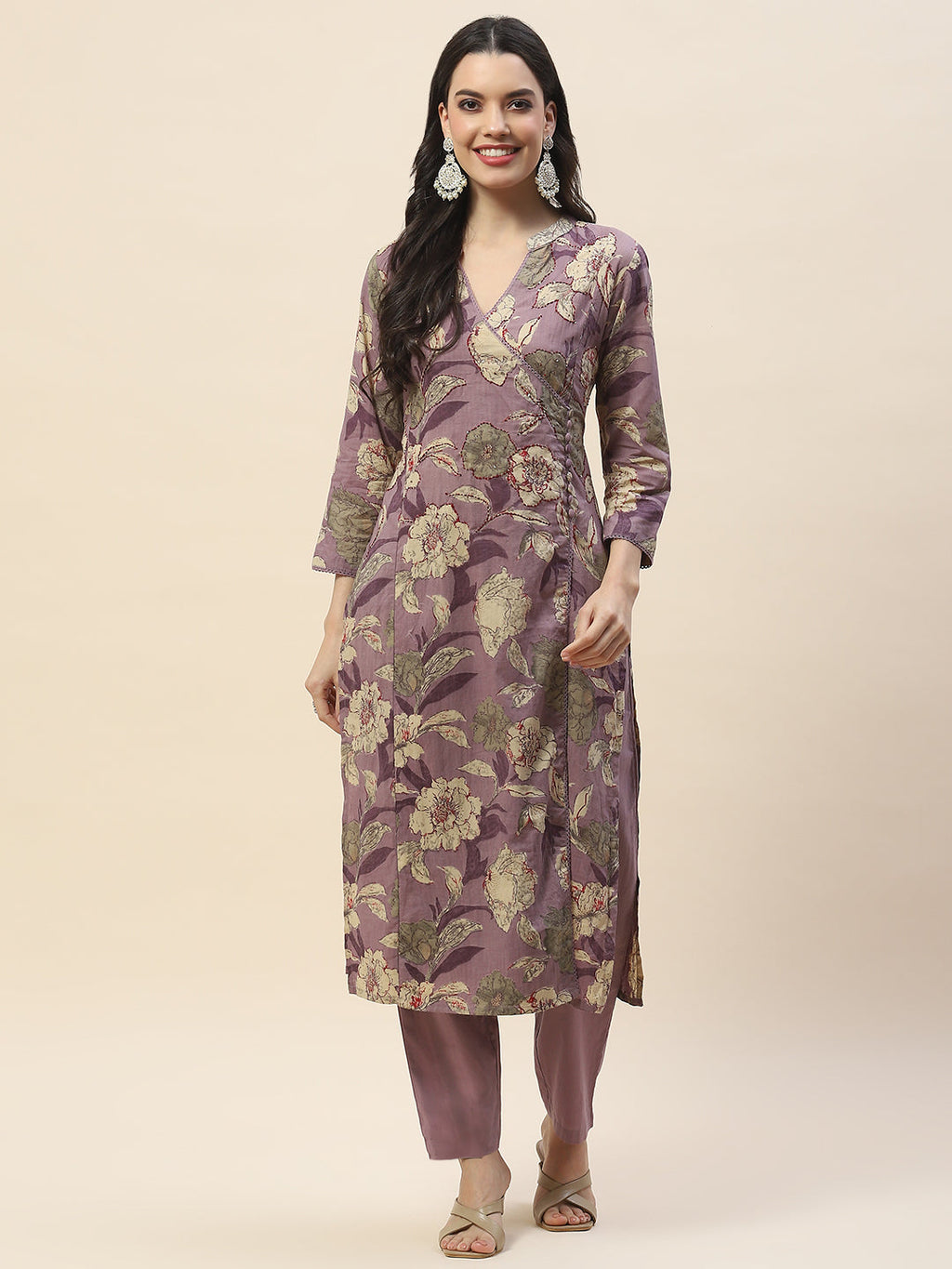 Printed Cotton Kurta With Pants