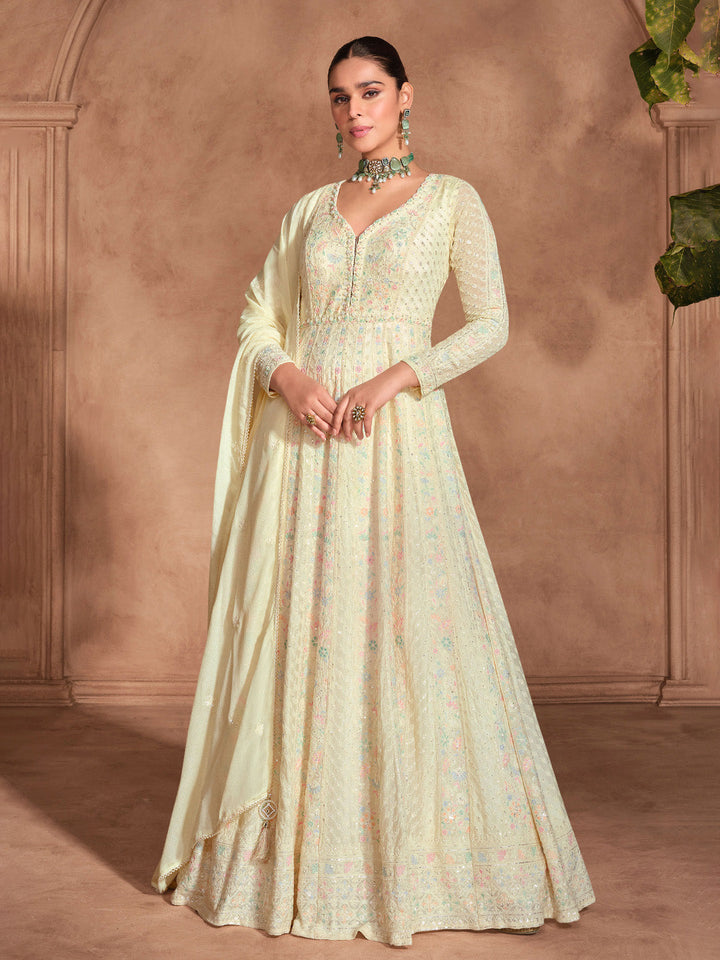 Embroidered Georgette Suit With Pant &amp; Dupatta