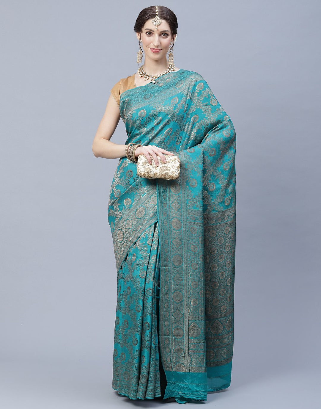 Elegant Crepe Saree With Beautiful Zari Jaal Weaves