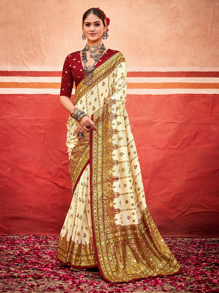 Abstract Print Art Silk Saree