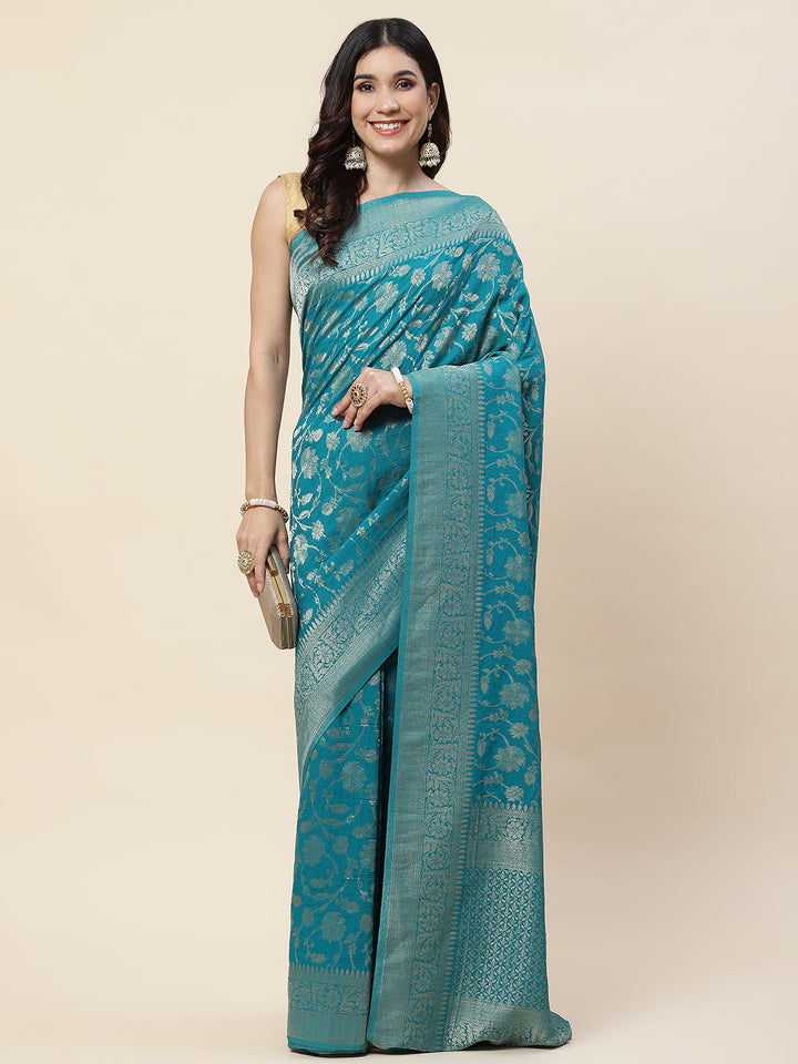 Zari Jaal Tussar Silk Plain Saree