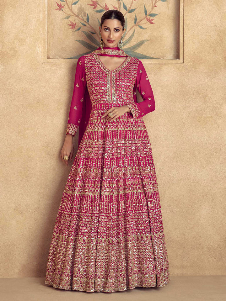 Embroidered Georgette Suit With Pant &amp; Dupatta