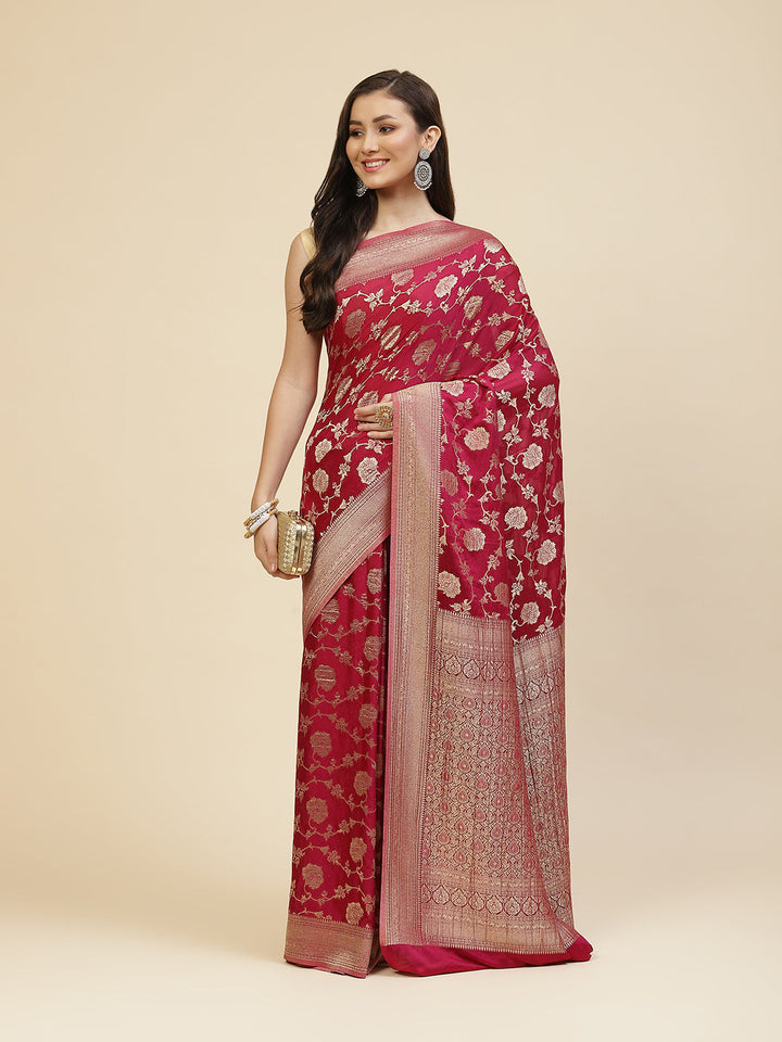 Floral Zari Jaal Georgette Woven Saree