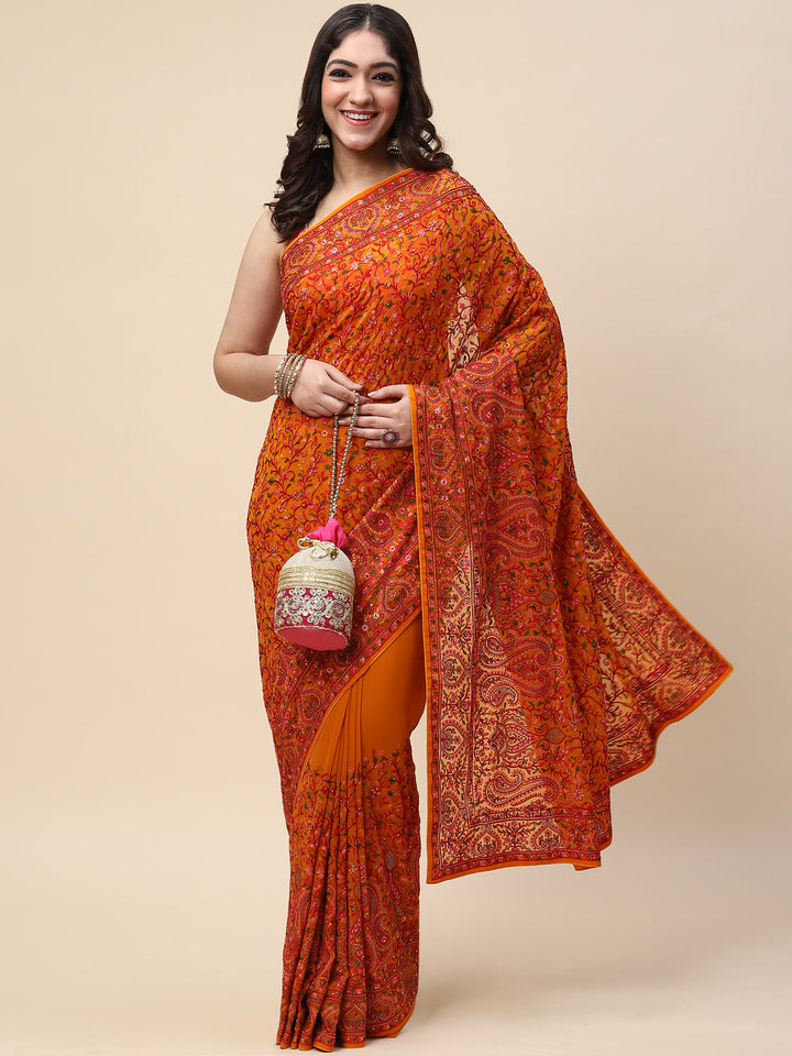 Resham Jaal Embroidered Georgette Saree