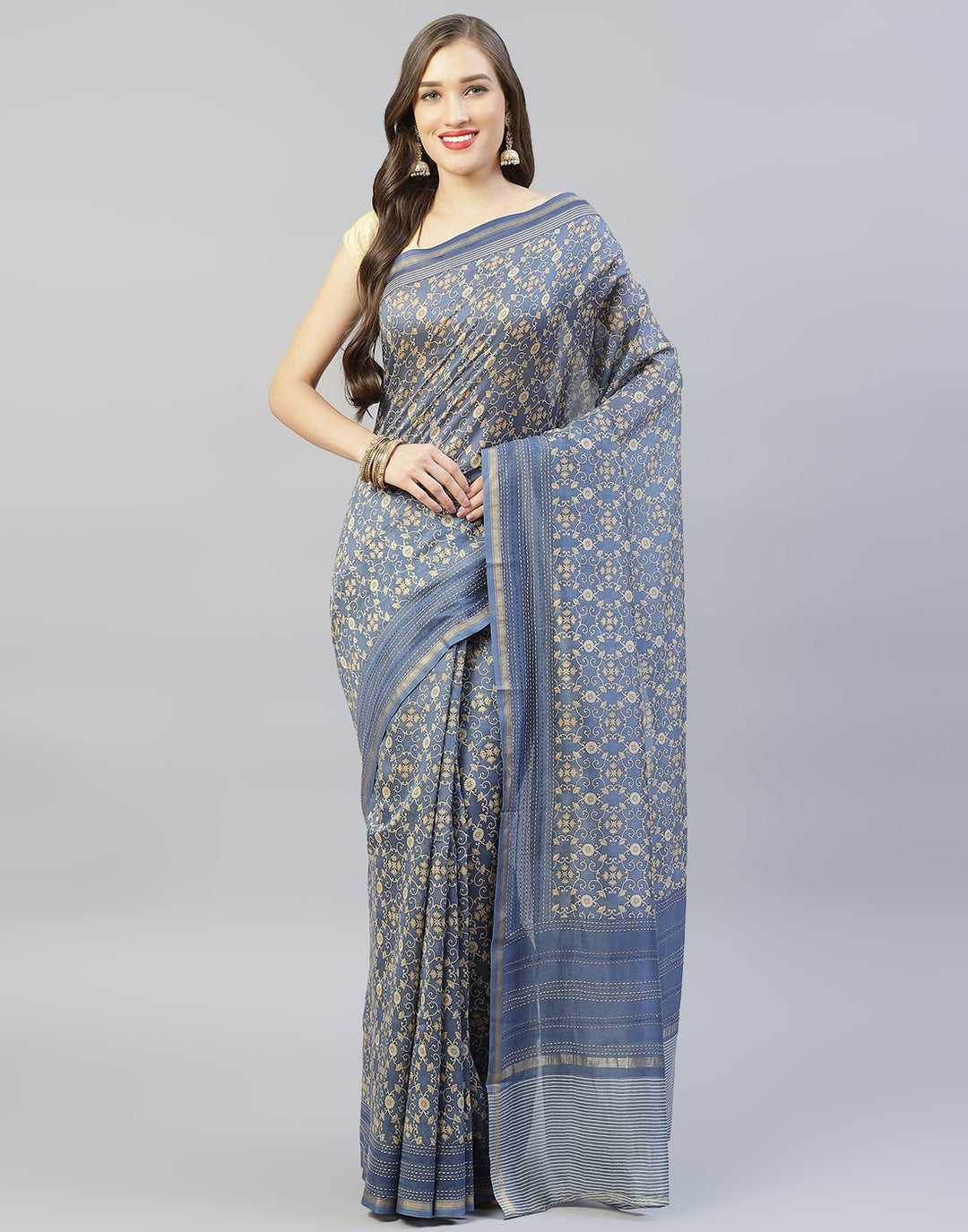 Kantha Border Printed Cotton Saree