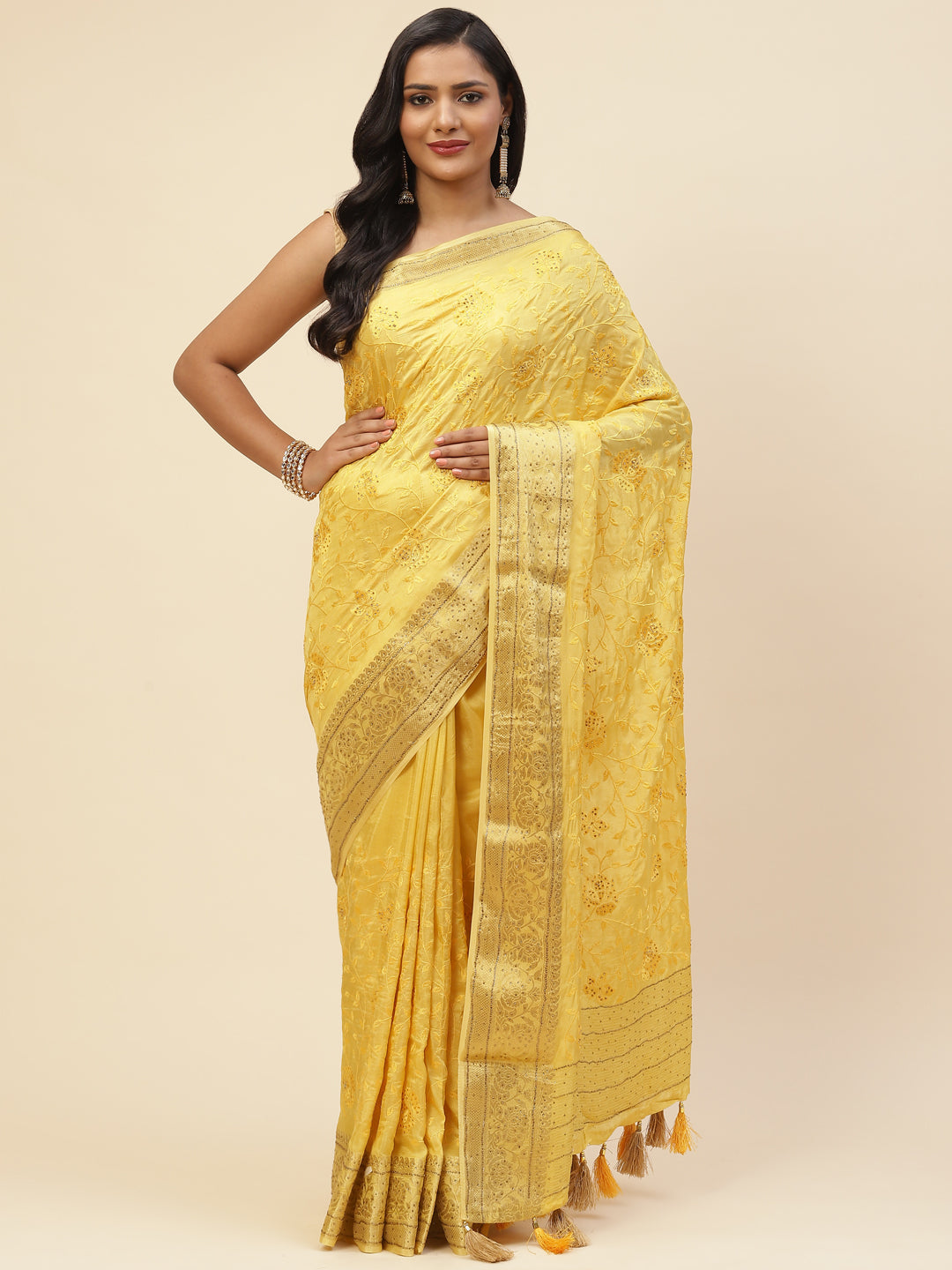Swarovski Embroidered Handloom Saree