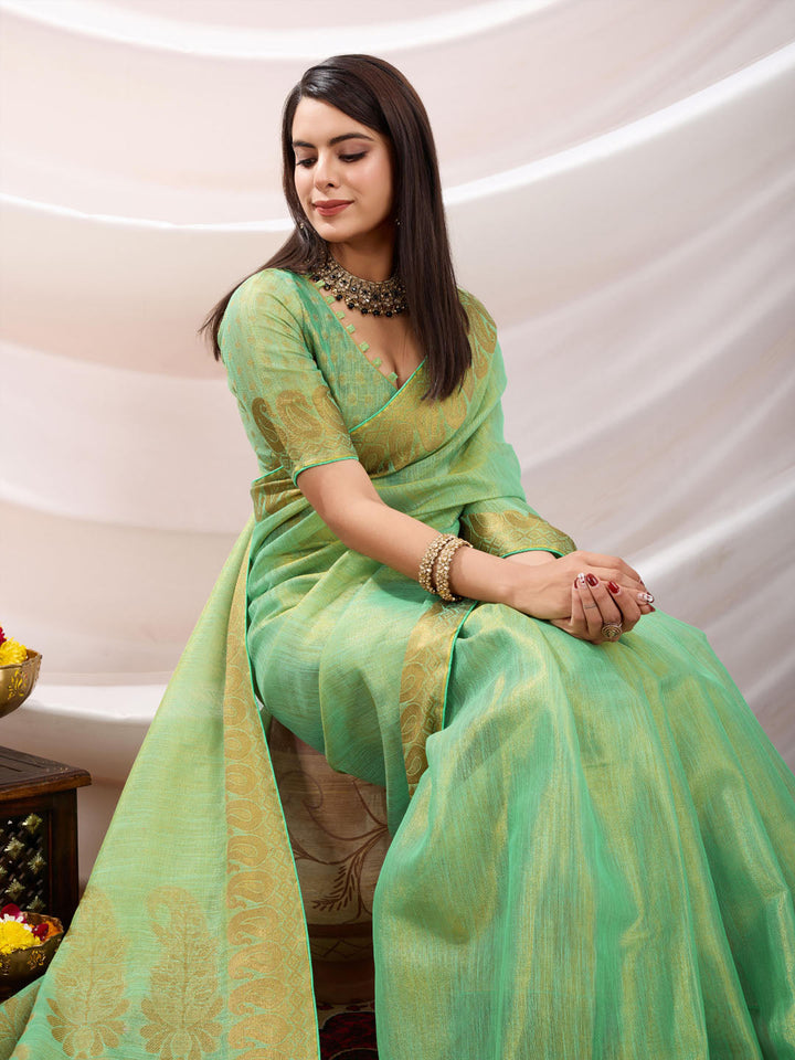 Woven Design Cotton Linen Saree