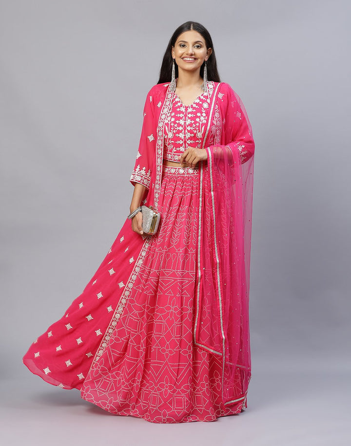 GEORGETTE BANDHEJ LEHANGA WITH GEORGETTE JACKET