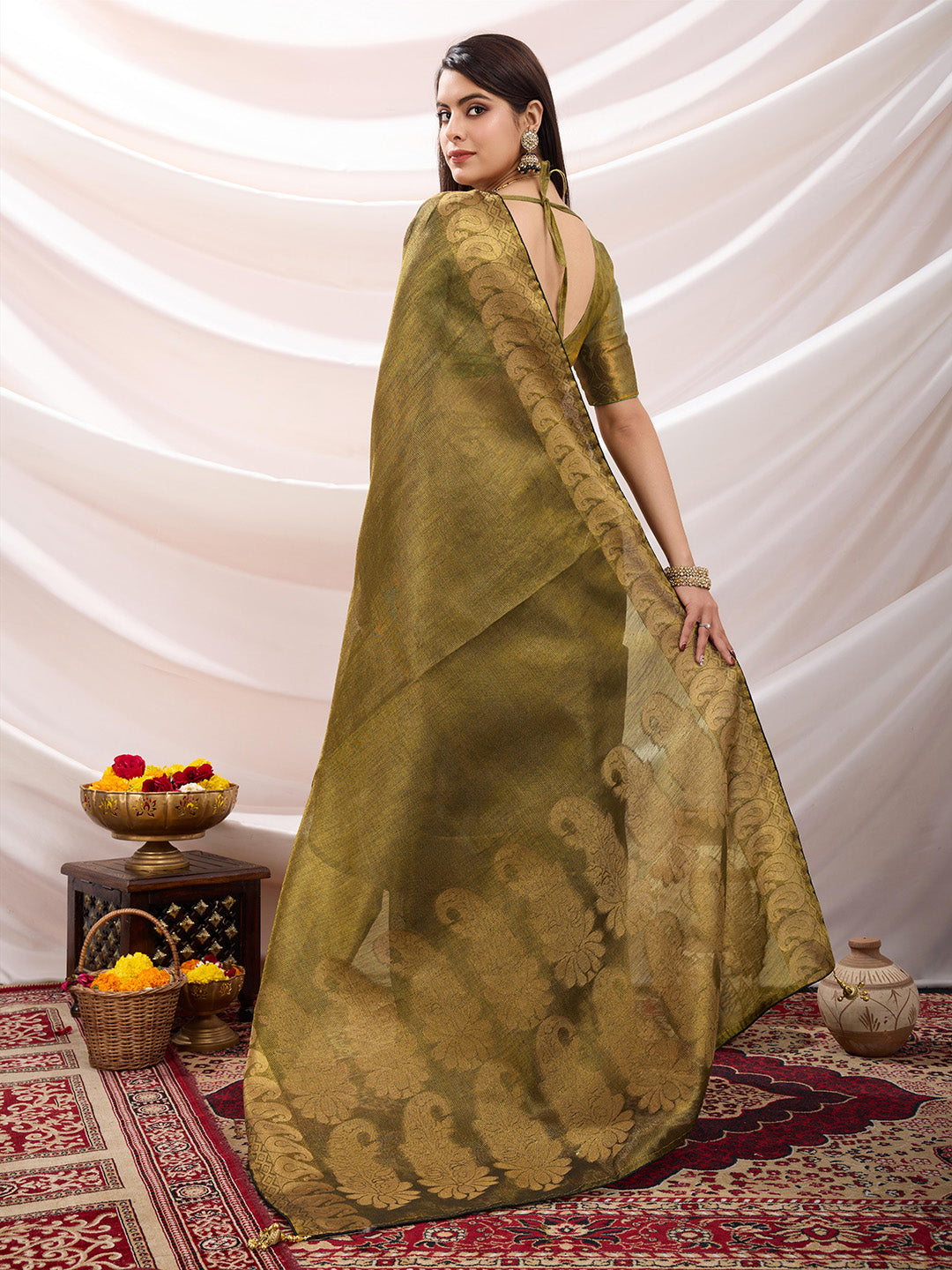Woven Design Cotton Linen Saree