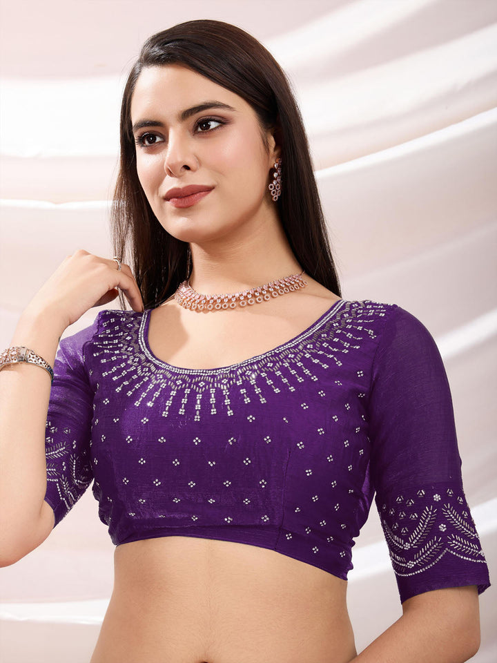 Embroidered Satin Velvet Saree