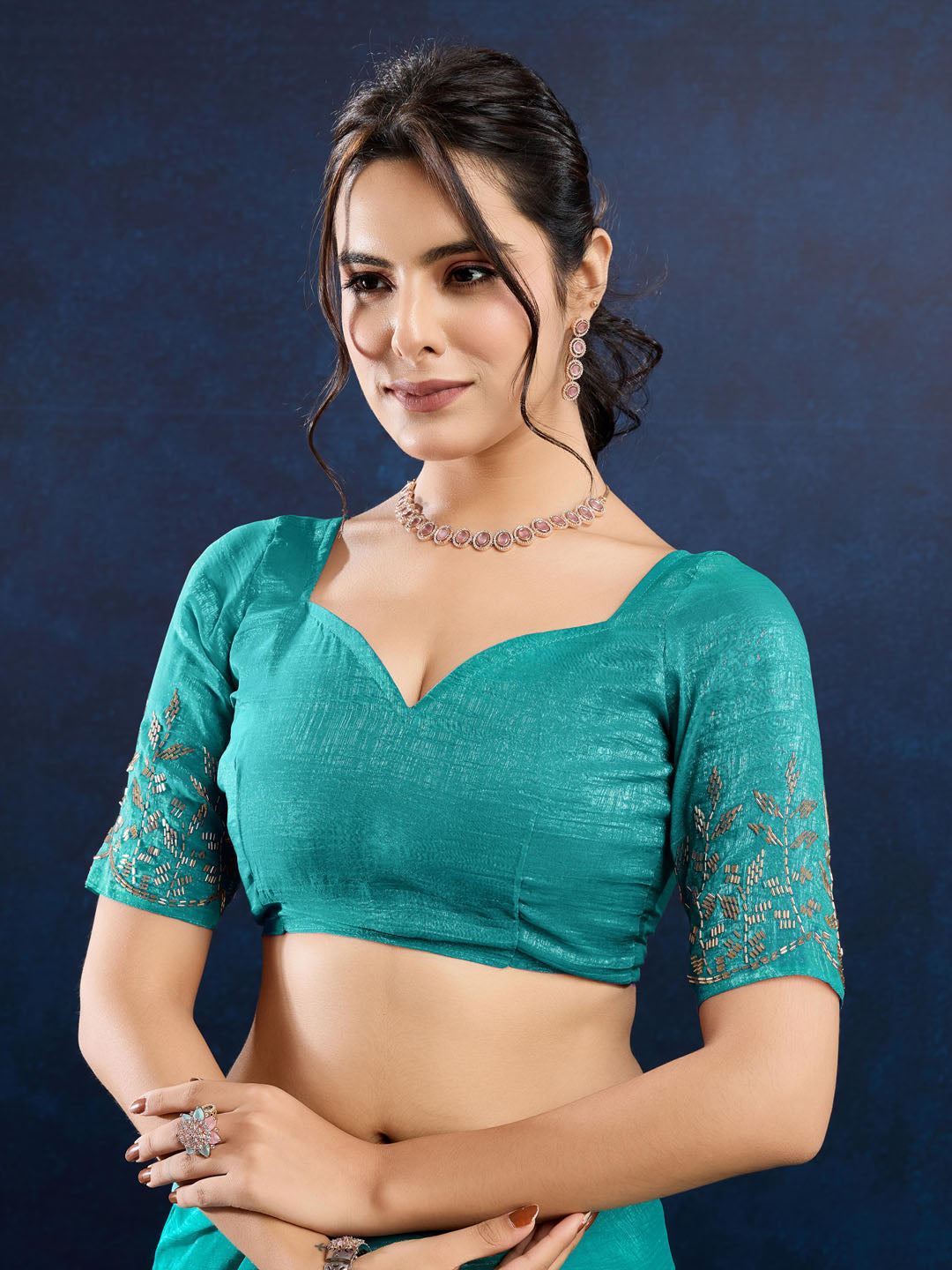 Embroidered Chiffon Crush Saree