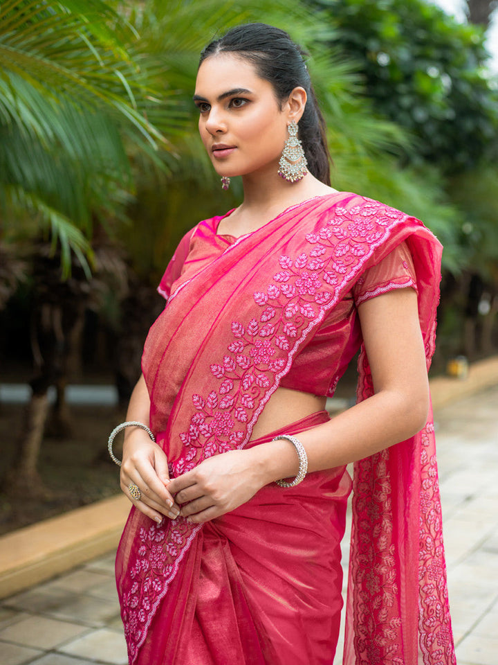 Embroidered Net Saree
