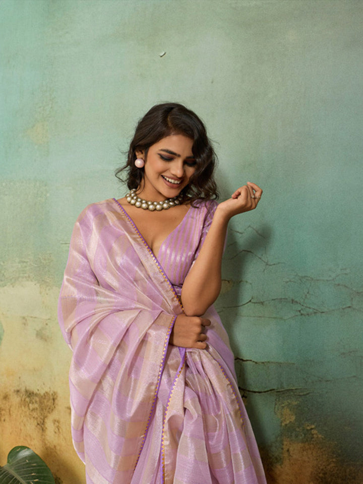 Woven Design Tissue Linen Saree