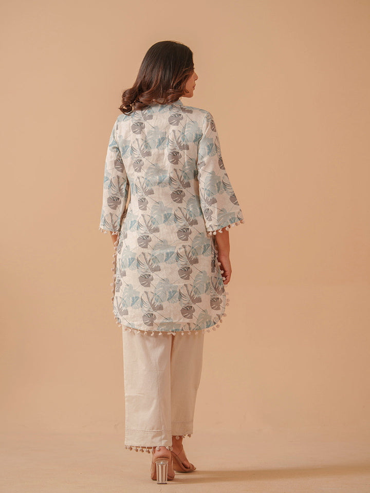 Printed Cotton Blend Kurta With Pants