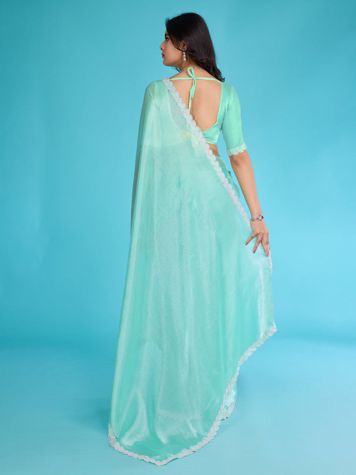 Embroidered Chinon Saree