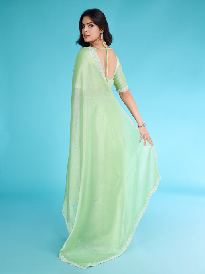 Embroidered Chinon Saree