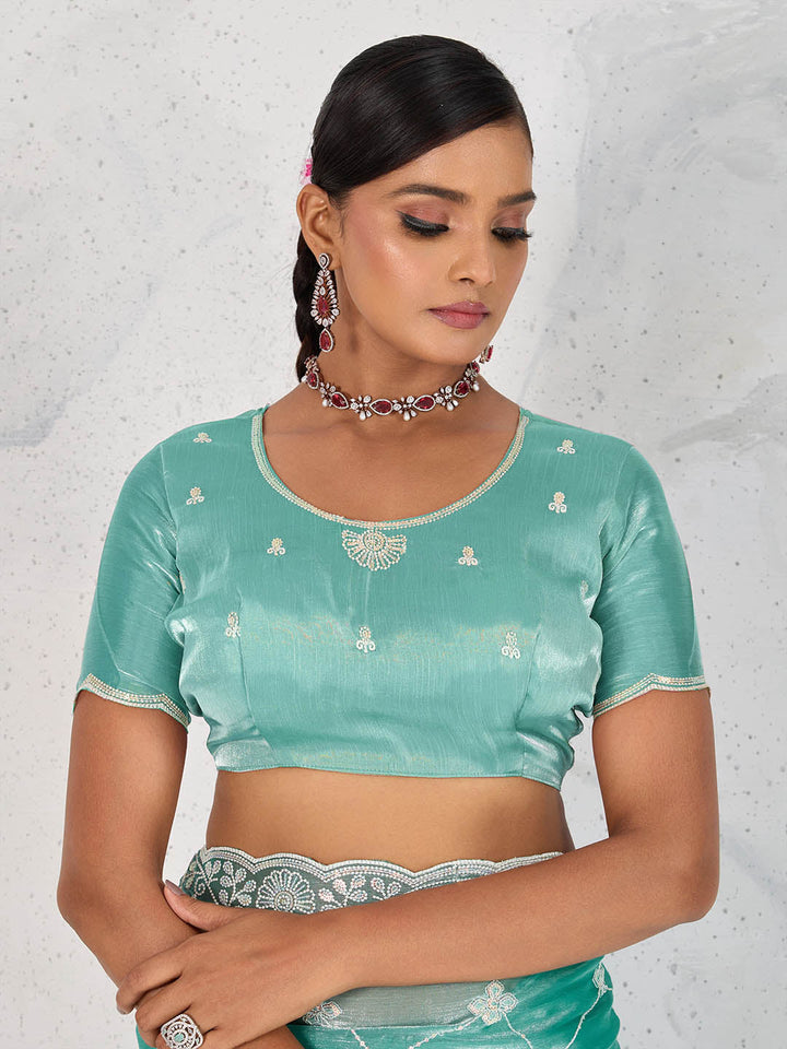 Sequin Embroidered Organza Saree