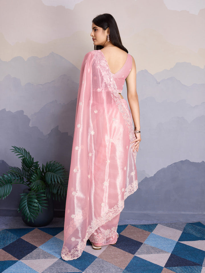 Embroidered Net Saree