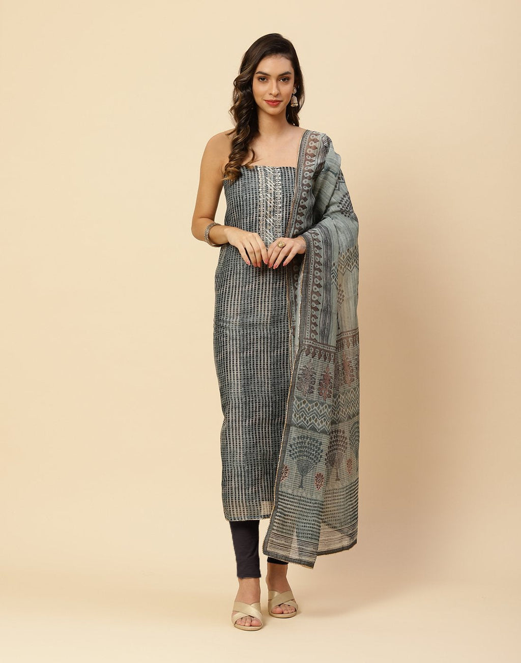 Printed Chanderi Suit Piece